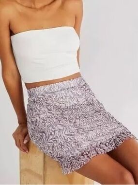 NWOT Free People Romi Mesh Mini Skirt
Size M Zebra Print Purple